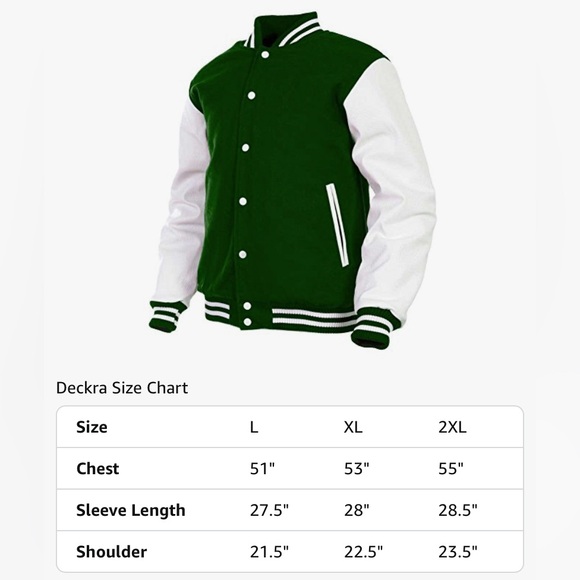 Men's Varsity Jacket Genuine Leather Sleeve and Wool Blend Letterman jacket - Picture 6 of 6